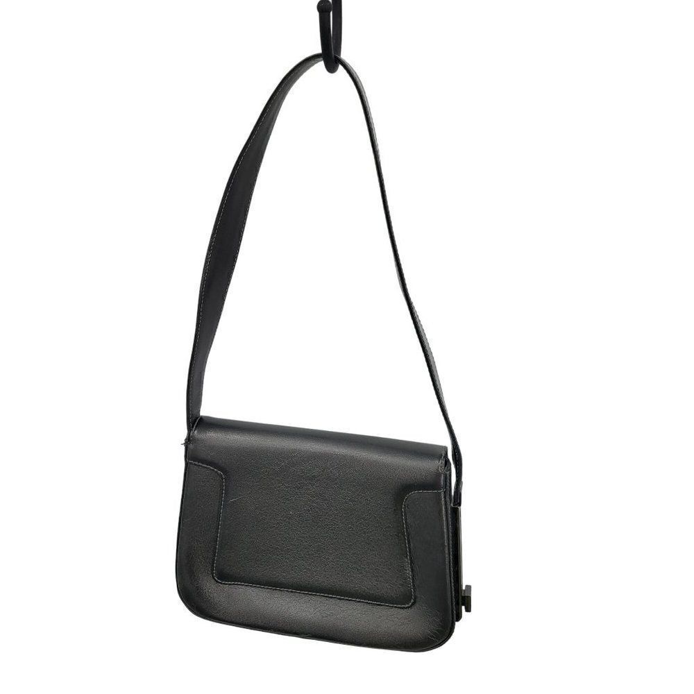 Francesco Biasia‎ Leather Shoulder Bag Purse Handbag Gunmetal Gray Silver